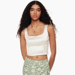 Aritzia Wilfred Free Satin White Bustier Tank